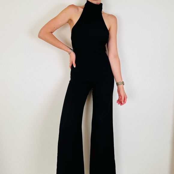 Amanda Upritchard Samba black halter open back wide leg jumpsuit - Picture 5 of 11